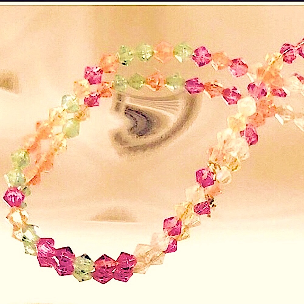 PINK SWAROVSKI CRYSTAL BEAD BRACELET / ANKLET / or DOUBLE FOR CHILDS BRACELET